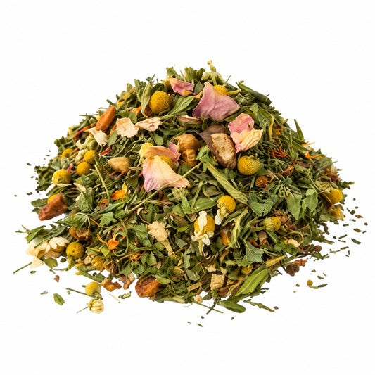 Mistura de ervas e flores da infusão Sonho Tranquilo em detalhe