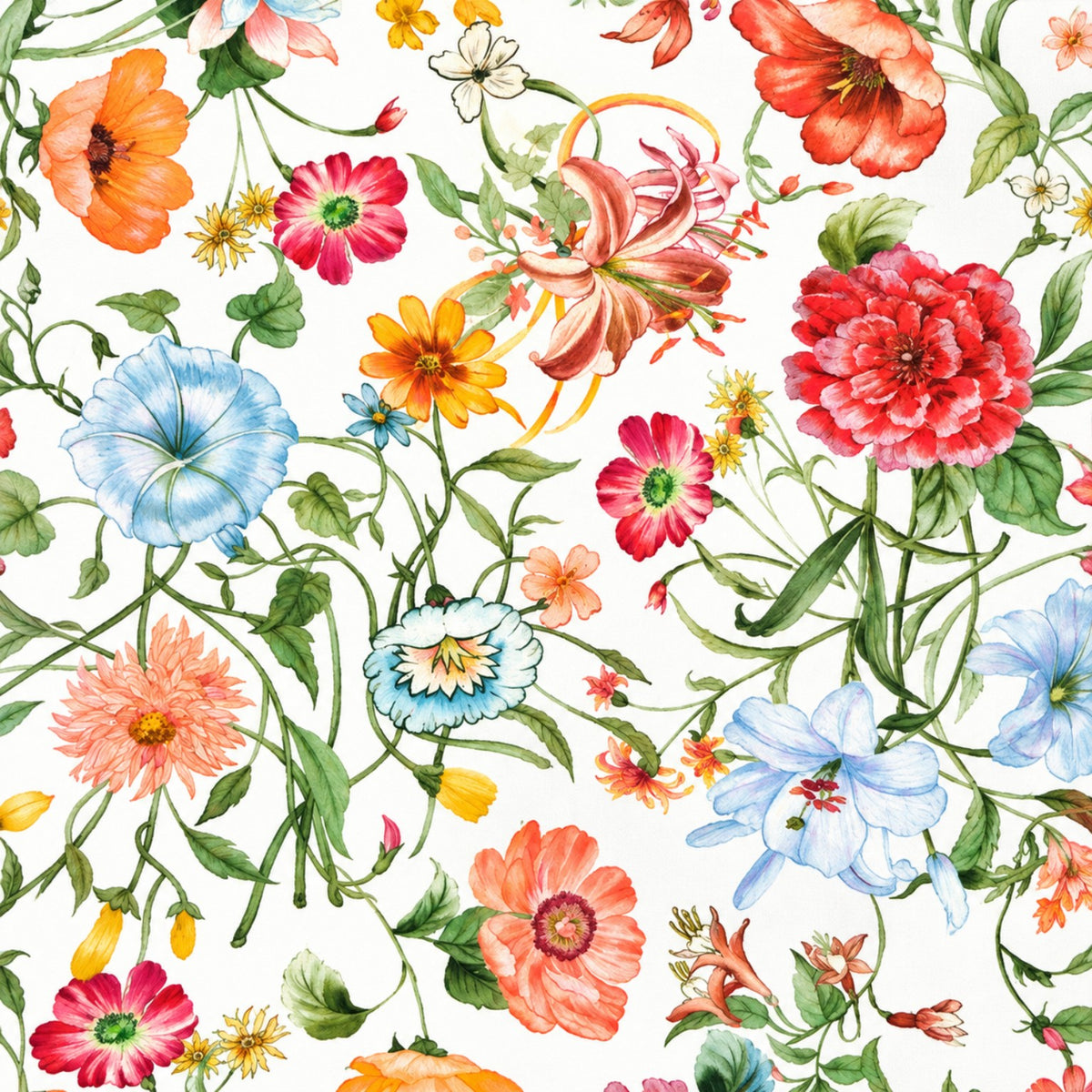 Tecido de algodão Jardim Silvestre com flores multicoloridas