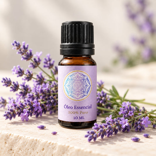 Frasco de óleo essencial de lavanda 100% puro com flores frescas de lavanda